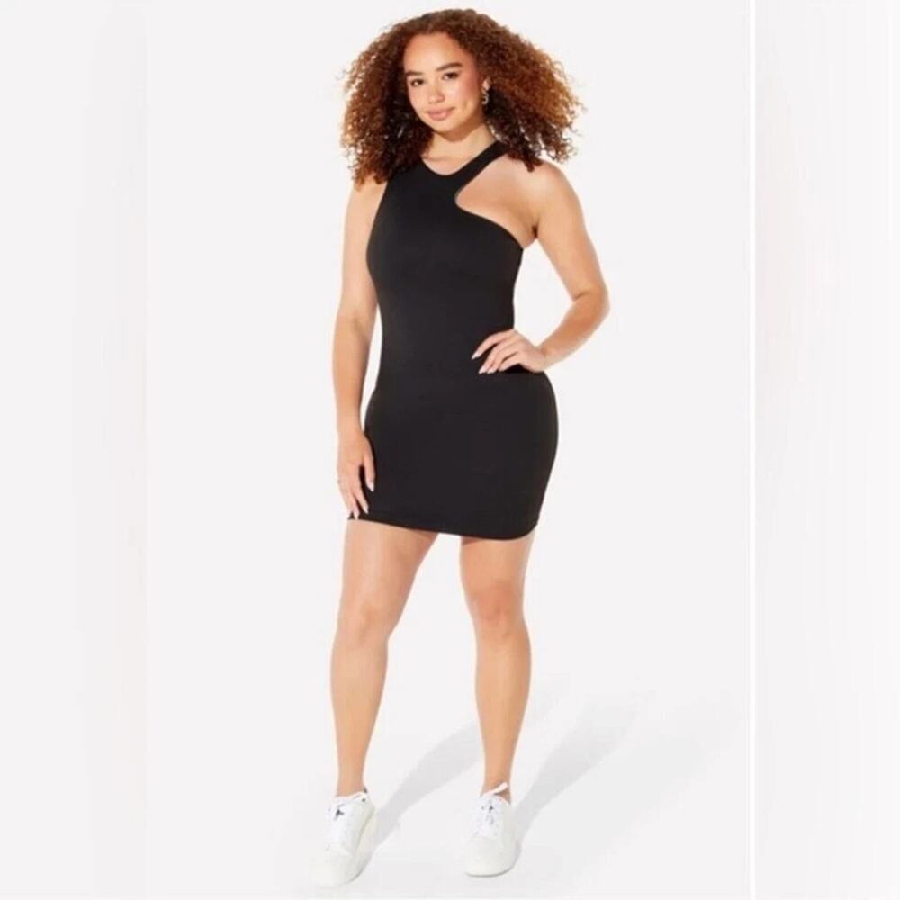 Yitty Fabletics Mini Dress Size 2X Black Compression Cut Out Bodycon Stretch